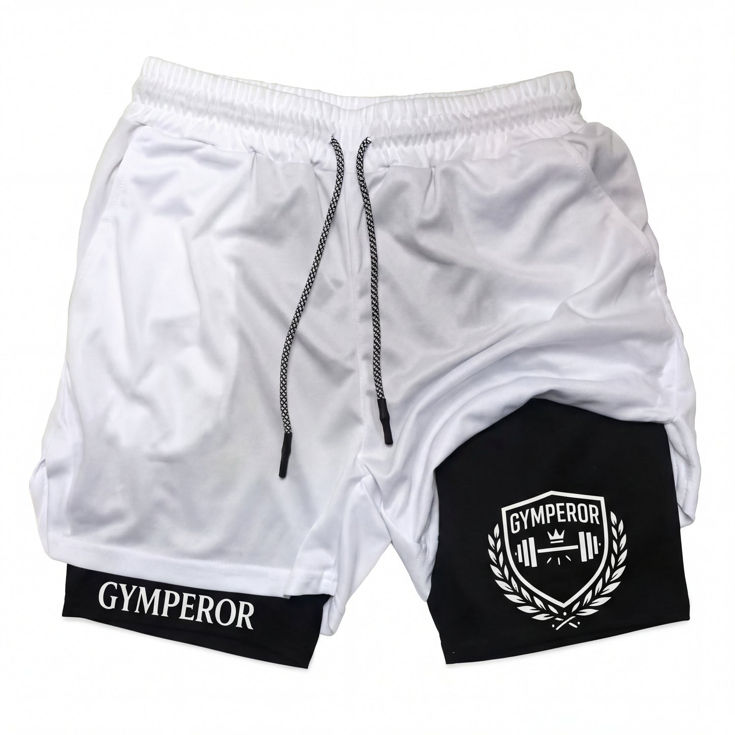 Shorts mit Innenhose White on Black